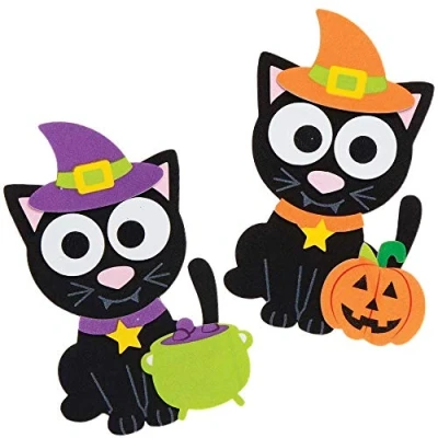 Imagen de Baker Ross AX222 Kits Imanes Combinables Gatos De Brujas Paquete 8, Artes Y Manualidades Para Niños