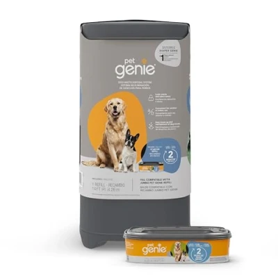 Imagen de Pet Genie Cubeta Sistema de eliminación residuos Perros para Control olores en Exteriores e Interiores Cubo Basura excrementos Perro Incluye 1 Bolsa Repuesto Cuadrada Que