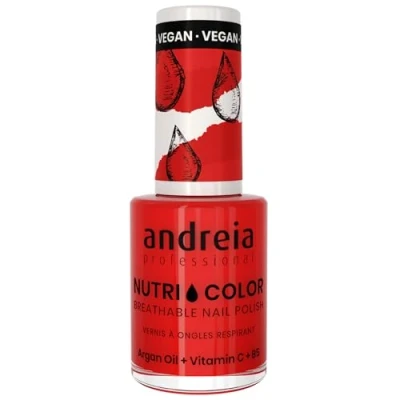 Imagen de Andreia Professional NutriColor Esmalte de Uñas Vegano con Nutrientes 100% Natural Laca Transpirable y Amigable Color NC17 Red 10,5ml