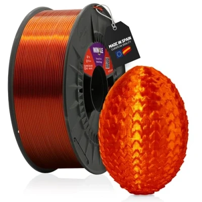 Imagen de WINKLE Filamento PETG Cristal Naranja Ámbar Impresora 3D 1,75mm 1kg Compatible con Mayoría Impresoras Precisión Dimensional Bobina