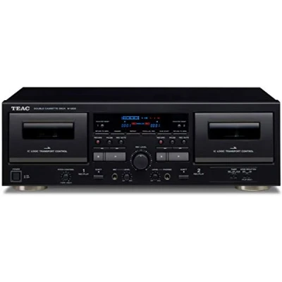 Imagen de Teac W 1200(B) Pletina doble (reproductor de casetes, grabación/reproducción, entrada micrófono para karaoke, salida USB grabación digital en PC/Mac, protocolos conferencia), negro