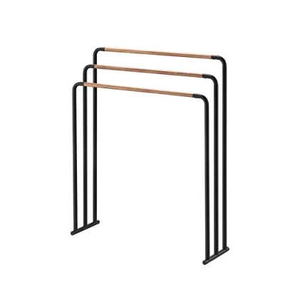 Imagen de YAMAZAKI 7468 Plain Percha para Toallas de baño, Negro, Acero/Madera, Minimalista, 70 x 19 83 cm