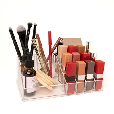 Imagen de Vappore Organizador de Maquillaje, Maquillaje con 16 Compartimentos, Transparente, Cosmeticos, Tocador (Transparente Compartimentos)