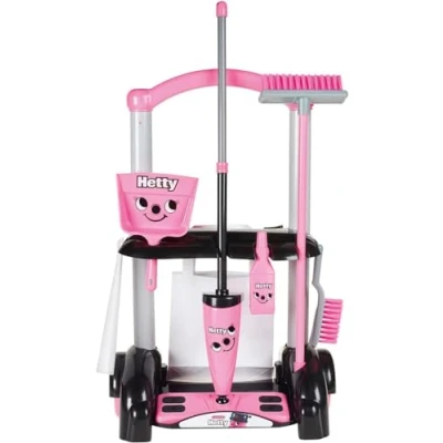 Imagen de Casdon Juguetes Henry &amp; Hetty Carrito de Limpieza Set Rosa Inspirado en con Fregona, Cepillos, Recogedor y Accesorios para Niños Edad: 3+ años