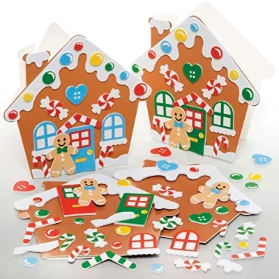 Imagen de Baker Ross FE939 Kit de Tarjetas Casa Pan Jengibre Paquete 6, Espacios en Blanco para Hacer Tarjetas, Proyectos Manualidades Niños