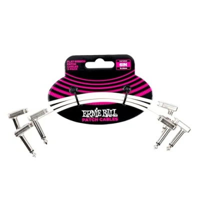 Imagen de Ernie Ball Cable de conexión plano para pedales, 15,2 cm, 3 unidades, color blanco