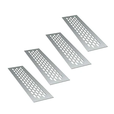 Imagen de sossai® Rejillas de ventilación aluminio Alucratis (4 piezas) Rectangular dimensiones: 24,5 x 6 cm Color: inox rejilla aire