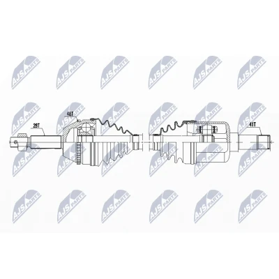 Imagen de NTY NPW FR 062 Árbol de transmisión Eje delantero, izquierda 755 Caja cambios manual, 6 marchas FORD: Transit Mk6 Furgón, Tourneo