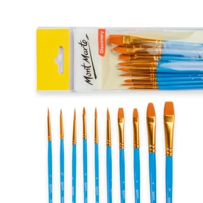 Imagen de Mont Marte Pinceles para Principiantes 10 Pcs Juego de Ideales Pinturas al Óleo, Acrílicas, Gouache