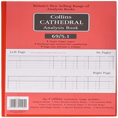 Imagen de Collins Cathedral Analysis Book 69/5.1 Libro de registro para iglesias, (96 páginas, tapa dura, 30.2 x 21.4 1.2 cm), color rojo