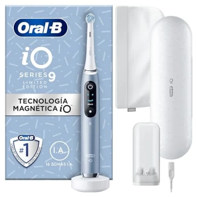 Imagen de Oral B iO 9 Cepillo de Dientes Eléctrico con Mango Recargable, 1 Cabezal, Estuche Viaje Cargador y Funda Magnética, Diseñado por Braun, Regalos Originales para Mujer Hombre Azul