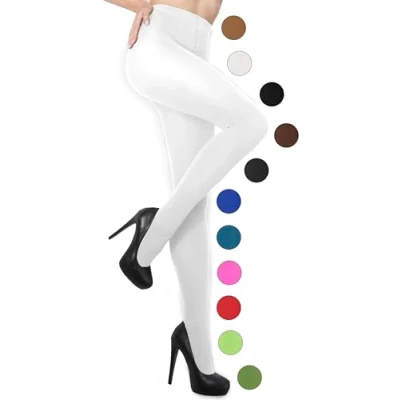 Imagen de sesto senso Medias opacas para mujer, 50 den, microfibra 3D, Blanco, L