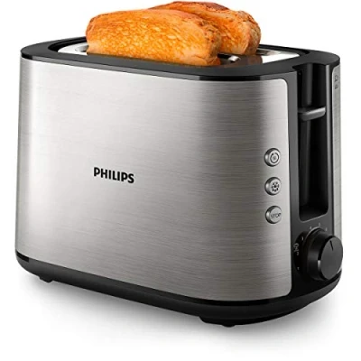 Imagen de Philips HD2650/90 Tostadora (acero inoxidable, 950 W, 8 niveles de tostado, accesorio para panecillos, función descongelación y calentamiento, botón parada, levantamiento)