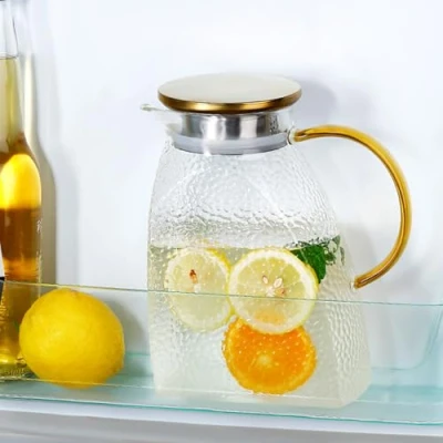 Imagen de Focenat 1,8 L Jarras agua Cristal,Jarra de Vidrio Borosilicato Alto con Tapa,Jarra Tapa Puerta la Nevera,Jarra Frigorifico,para Zumo,Leche y Otras Bebidas Frías Calientes