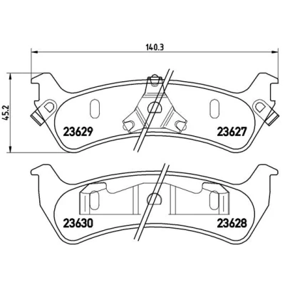 Imagen de BREMBO P 24 042 Juego de pastillas freno con avisador acústico desgaste clip émbolo sin accesorios JEEP: Grand Cherokee I