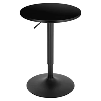 Imagen de WOLTU Mesa de Bar Redonda, Giratoria 360º y Ajustable Altura Entre 69,5 91,5cm, Bistro para Bar, Restaurante Comedor, Negro, BT35sz