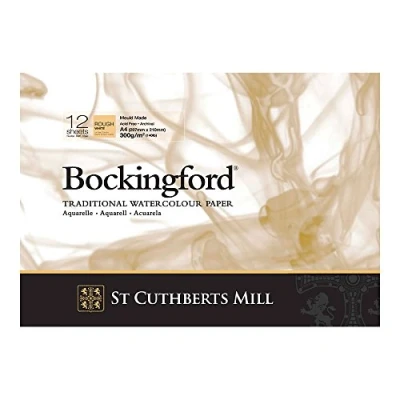 Imagen de BOCKINGFORD, Bloc Encolado, A4, Grano Grueso, 300g, 12 Hojas, Papel de Acuarela, Blanco