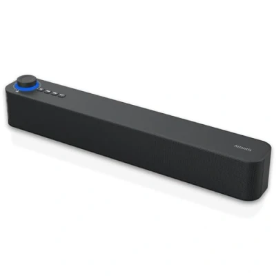 Imagen de Atlantis Soundbar PC 20W, Carcasa PC, Jack 3,5mm + Bluetooth 5.3 para Smartphone, FireTV, Tocadiscos, Batt. 2400 mhA, Radio FM, Altavoz portátil, TV, Smartphone Dim 420 x 60 74 mm, Negro