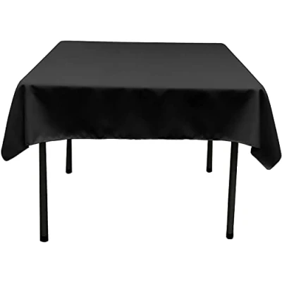 Imagen de La Lino poliéster popelín Mantel Cuadrado, poliéster, Negro, 132 x 0.04 cm