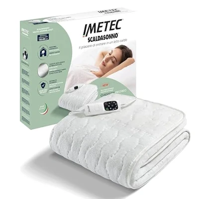 Imagen de Imetec Adapto Recreo, Calientacamas individual 150 x 80 cm, Calentamiento rápido, Temperatura constante y personalizable, Tejido acolchado hipoalergénico lavable, Made in Italy, Control 6 temperaturas