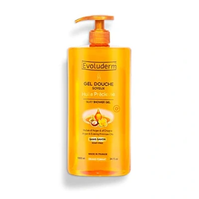 Imagen de EVOLUDERM Gel de ducha sedoso aceite precioso 1000 ml 96% origen natural vegano Fabricación francesa