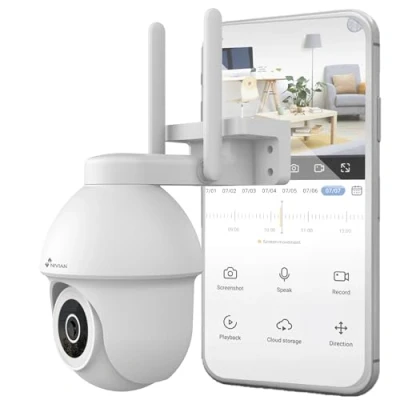 Imagen de NIVIAN Cámara PTZ WiFi 2.4Ghz Half4K 2560x1440, Visión Nocturna a Color, Detección de Movimiento y Humanos, Compatible con Alexa Google Home, Control App Tuya, Imagen Super HD 2.5k