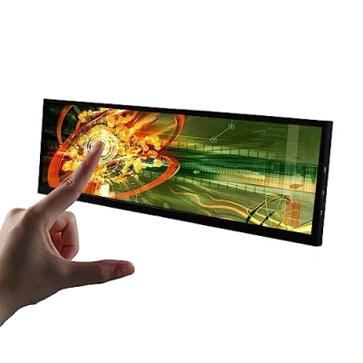 Imagen de VSDISPLAY Monitor táctil de barra ancha estirada IPS LCD 14.5 pulgadas, 2560 x 720, 2K, entrada video USB tipo C, mini HDMI, carcasa metal