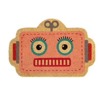Imagen de Fisura Felpudo Original “Robot de Coco con Base Antideslizante PVC. Entrada casa. Rosa. Forma Original. 60 cm x 40 cm.