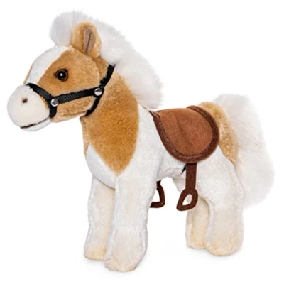 Imagen de Uni Toys Caballo con sillín y Estribo, de pie (marrón) 23 cm (Longitud) Peluche