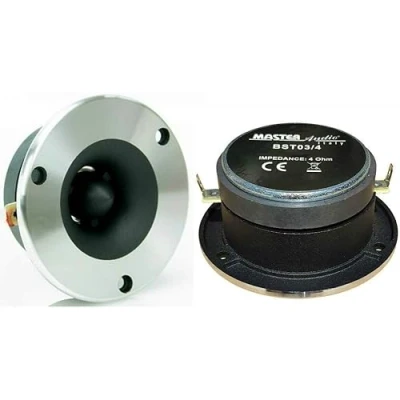 Imagen de 2 Super Tweeter MASTER AUDIO BST03/4 de 120 vatios rms y 240 máx con 9,60 cm diámetro 99 db 4 ohmios Puertas Coche 3,60 Profundidad, el par