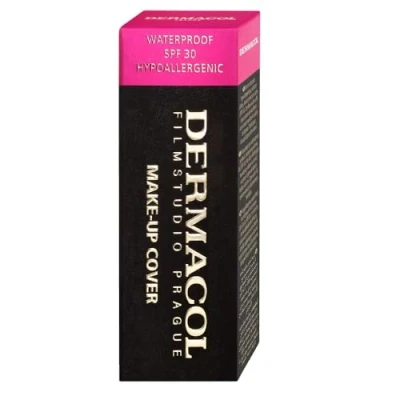 Imagen de Dermacol Mini base de maquillaje cobertura total 13 g, líquida mate SPF 30, impermeable para pieles grasas, acné y bolsas debajo los ojos, productos larga duración
