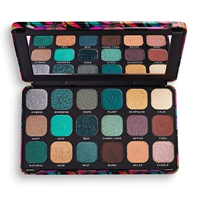 Imagen de Makeup Revolution Paleta de sombras ojos Forever Flawless Chilled with cannabis sativa 18 19,8 g, Polvo