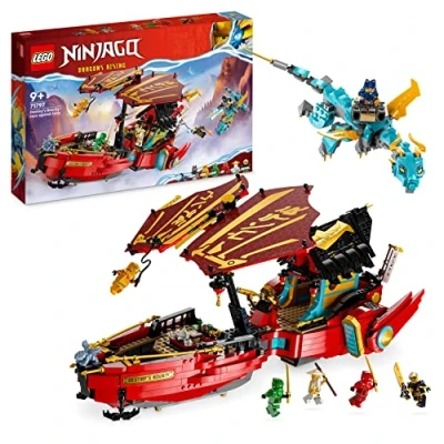 Imagen de LEGO 71797 Ninjago La Recompensa de Destiny Carrera contrarreloj, Juguete Nave Ninja Air con Figuras Dragón y Minifiguras, Set Vehículo 2023, Idea Regalo Cumpleaños para Niños Niñas