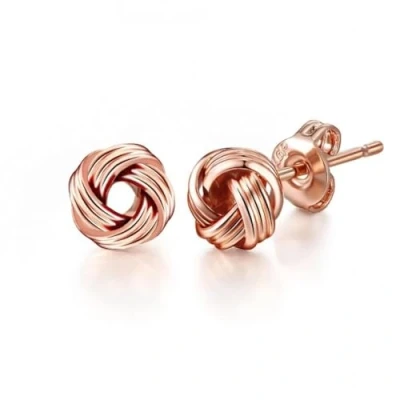 Imagen de Aretes de nudo amor chapados en oro rosa