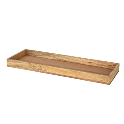 Imagen de bandeja de madera mango, rectangular 50 x 18 cm, decorativa con borde, maciza, servir para velas, guirnalda Adviento, Navidad