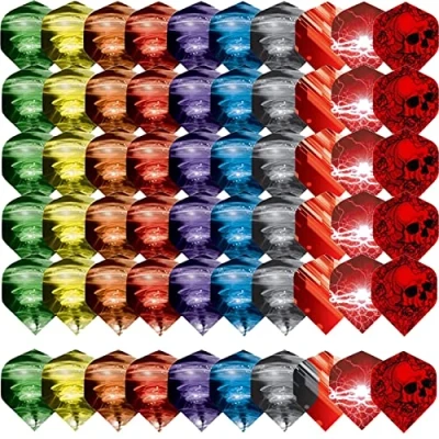 Imagen de ToBeIT Plumas para dardos, 60 unidades, accesorios 20 juegos en 10 diseños (60 unidades)