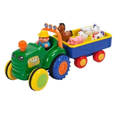 Imagen de Big Steps Play Old MacDonald Tractor &amp; Trailer Con luces, sonidos y cuerno Incluye granjero, oveja, vaca, pollo, cerdo caballo.
