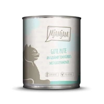 Imagen de MjAMjAM comida húmeda premium para gatos buen pavo con calabaza al vapor, pack de 6 (6 x 800 g), sin cereales extra carne