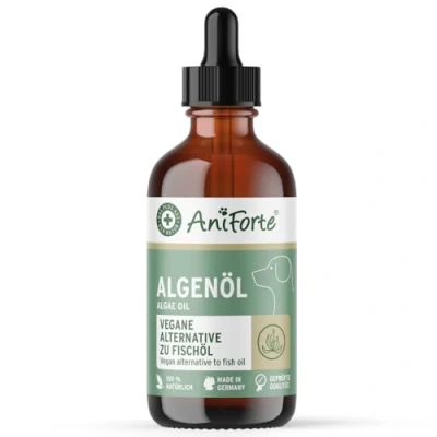 Imagen de AniForte Aceite de algas para caballos, perros y gatos, 50 ml vegano Omega 3 altamente concentrado que apoya las articulaciones, el metabolismo, pelaje la piel