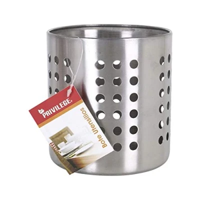 Imagen de Privilege Bote para Utensilios de Cocina Acero Inoxidable Redondo (12 x 12 13 cm), Multicolor, Talla única