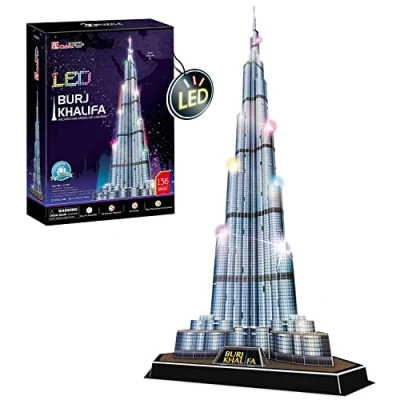 Imagen de Puzzle 3D Burj Khalifa Led Regalo Niños 8 Años Adultos Y Maquetas para Montar Construir 136 Piezas