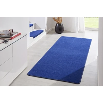 Imagen de Hanse Home Interior Fancy Alfombra Moderna de Terciopelo para Comedor, salón, habitación los niños, Pasillo, Dormitorio, Cocina, Color Azul, 80 x 200 cm, Polipropileno