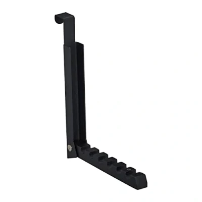 Imagen de Relaxdays Set 2 Colgadores Plegables Puerta, Gancho con 6 Ranuras Perchas Ropa, Perchero Metal y Madera, 21x2,5x18 cm, Negro