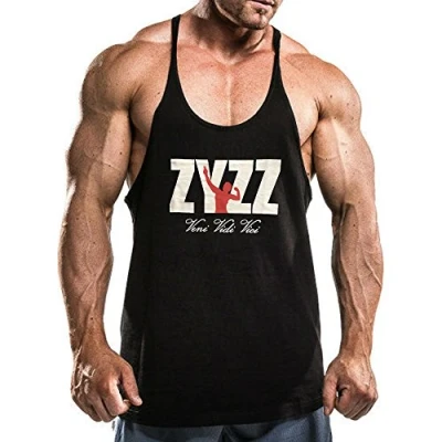 Imagen de Hombre Camiseta sin Mangas Tirantes Deporte Casual Algodón Cuello Redondo ZYZZ00 Negro M