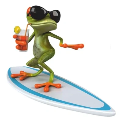 Imagen de pegatina de rana surf, 20 x cm, para portátil, maleta, cuarto baño, pared ducha como coche, divertida, genial y resistente a la intemperie, kfz_535