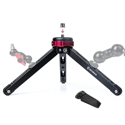 Imagen de Moman Mini Trípode Cámara Reflex, Tripode de Mesa Pequeño 3.5cm 11cm con Rosca 1/4 y 3/8 Compatible para DSLR Canon, Sony, Nikon, Compacto Viaje Carga Máxima hasta 80kg