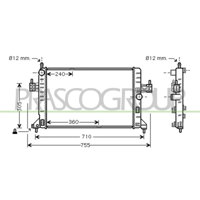 Imagen de PRASCO OP030R006 Radiador, refrigeración del motor Aluminio 600 378 32 Aletas unidas mecánicamente OPEL: Corsa C Hatchback, Combo Tour
