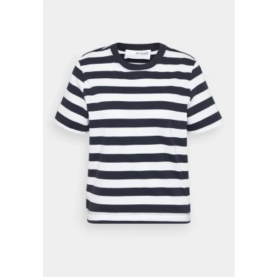 Imagen de Selected Femme Slfessential BOXY TEE Camiseta estampada, Mujer, Talla: 40, Dark sapphire/bright white