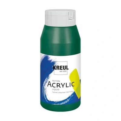 Imagen de KREUL 17013 Solo Goya Triton acrílica Verde Oscuro, Bote 750 ml, Secado rápido y Mate, Pintura al Agua, Calidad de Estudio, versátil, Buen Poder cubriente, Dark Green, 7.7x8.2x19.5 cm,