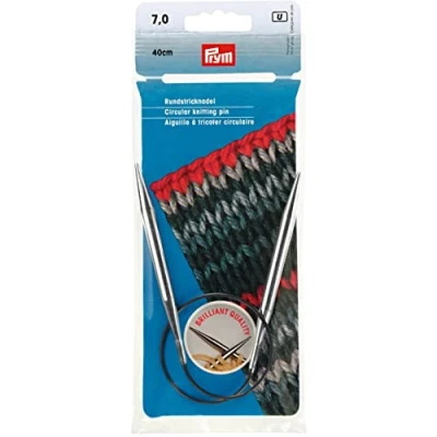 Imagen de Prym Rundstricknadeln MS 40 cm 7,00 mm silberfarbig Agujas Redondas, Latón, Plateado, 7